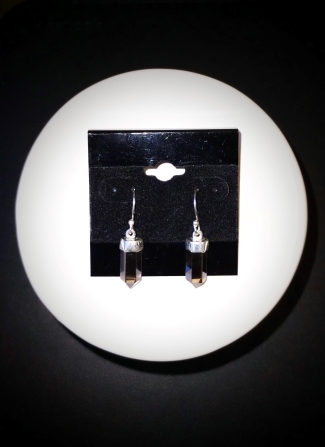 •FREE SWING• quartz point + gold earrings